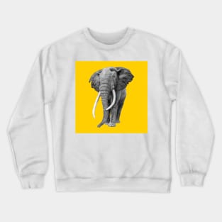 Bull elephant - Drawing In Pencil On Vintage Yellow Crewneck Sweatshirt